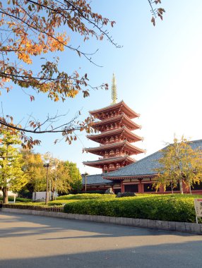 süslü beş katlı pagoda sensoji Tapınağı Tokyo, Japonya. 