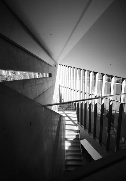 Treppe im komplexen Raum, schwarz-weiß — Stockfoto