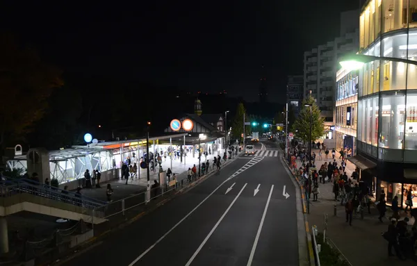 Tokyo - nov 24: människor besöka harajuku station på natten — Stockfoto