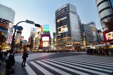 Tokyo - 28 Kasım: shibuya ortasını geçerken insanların kalabalıklar