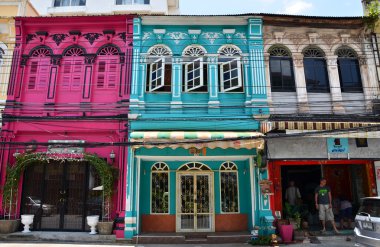 Phuket, Tayland - 15 Nisan 2014: eski bina chino Portekiz tarzı olan phuket, thailand