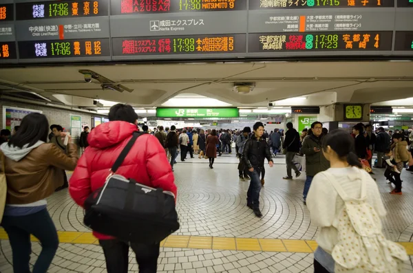 Tokyo, japan - den 23 november, 2013: människor som vandrar i Shinjukus tågstation — Stockfoto