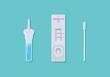 Hızlı Antijen Test kiti. Vektör illüstrasyonu