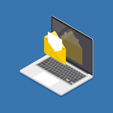 Laptop izometrik görünümü. Vektör illüstrasyonu