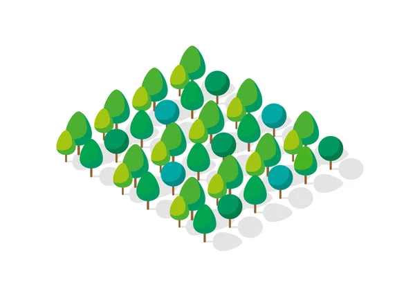 Bosque Isométrico Árboles Ilustración Vectorial — Vector de stock