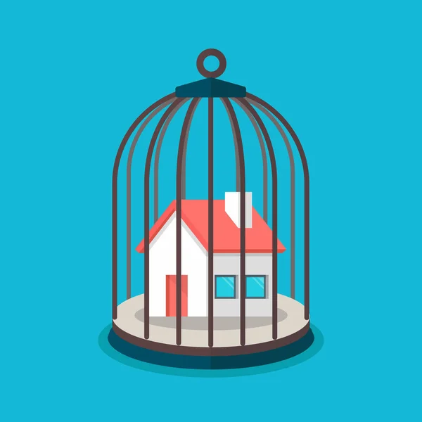 Maison Cage Oiseaux Concept Entreprise Immobilier Illustration Vectorielle — Image vectorielle