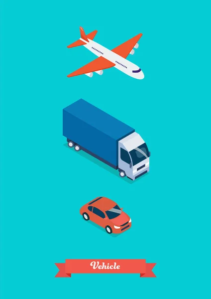 Conjunto Vehículo Transporte Vista Isométrica Estilo Plano Diseño Vector Ilustración — Vector de stock