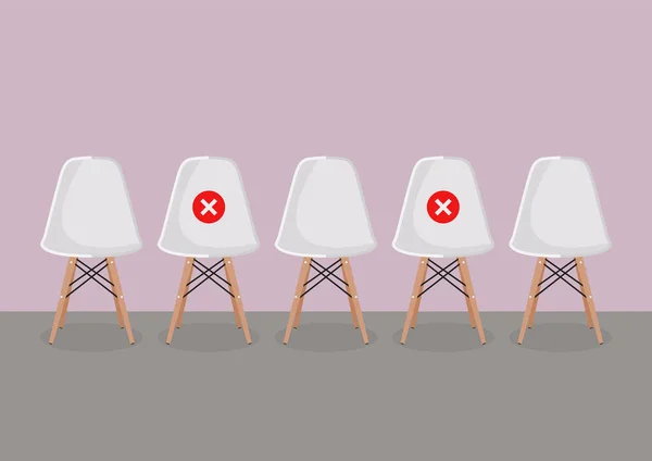 Covid Durumu Sırasında Beyaz Modern Sandalyeler — Stok Vektör