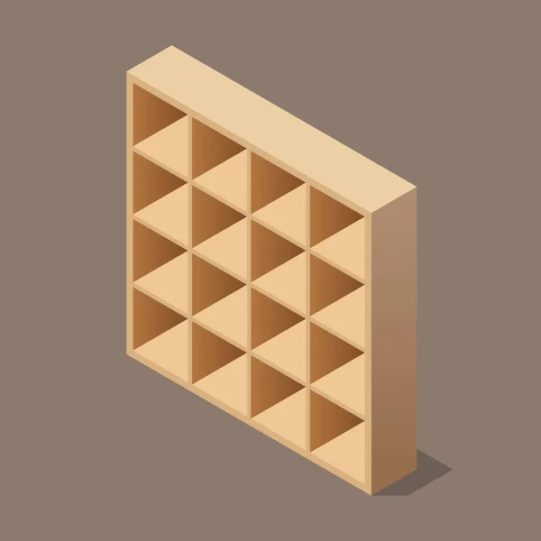 Minimal Bookshelf Isometric View Ilustrasi Vektor - Stok Vektor