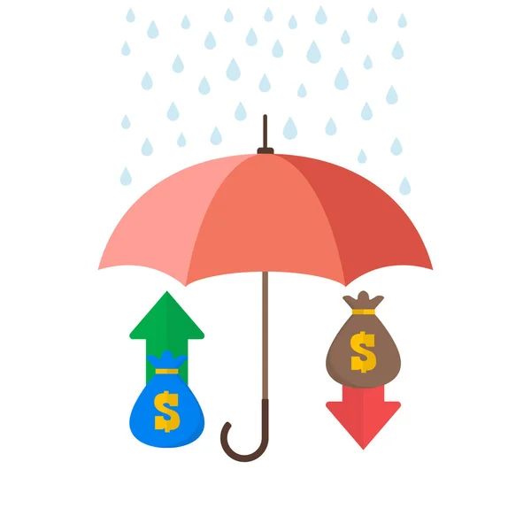 Chuva Cair Guarda Chuva Com Sacos Dinheiro Conceito Negócio Ilustração —  Vetores de Stock