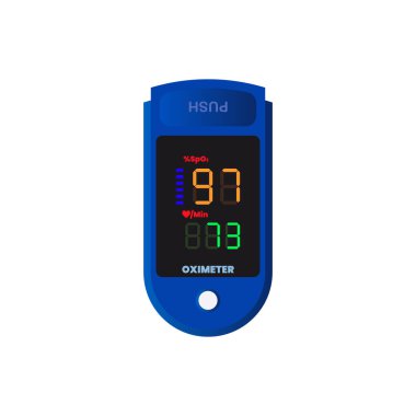 Parmak ucu nabız oksimetresi. Düz stil. Vektör illüstrasyonu