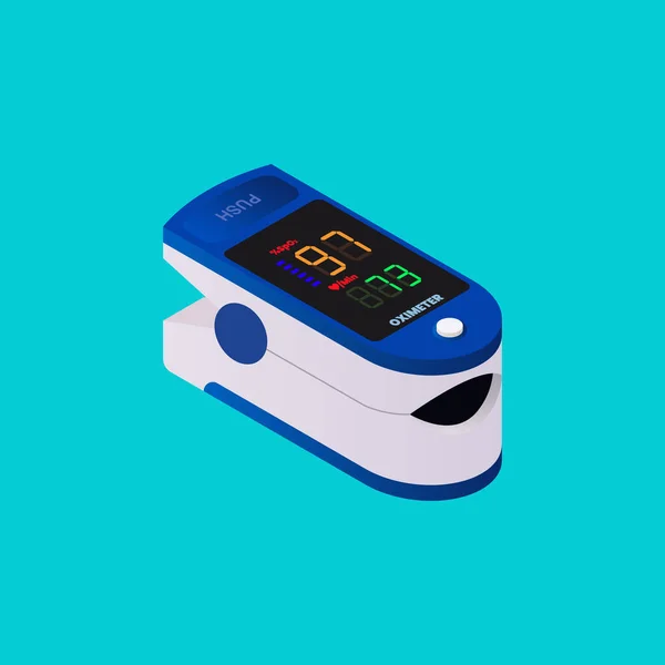 Fingertip Pulse Oximeter Isometric View Flat Style Vector Illustration — Stock Vector