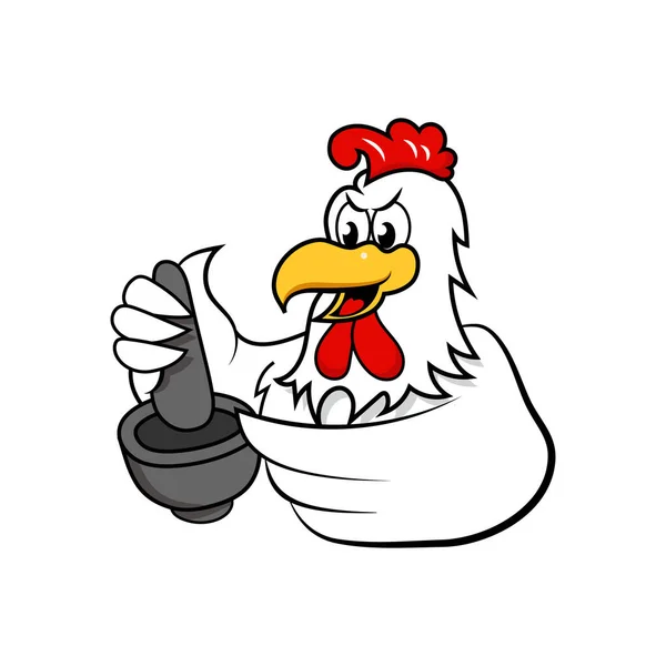 Cartoon Chicken Cooking Papaya Salad Vector Illustration — Wektor stockowy