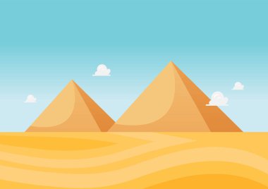 Great pyramids in the desert. Egypt pyramids landscape. Vector illustration