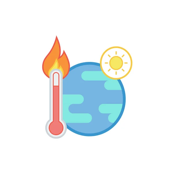 Global Warming Icon Isolated White Background Vector Illustration — Image vectorielle