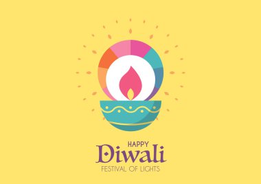 Mutlu Diwali Hindu Festivali posterleri tasarımı. Geleneksel pankart. Vektör illüstrasyonu