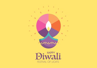 Diwali Hindu festivali posteri. Geleneksel pankart. Vektör illüstrasyonu