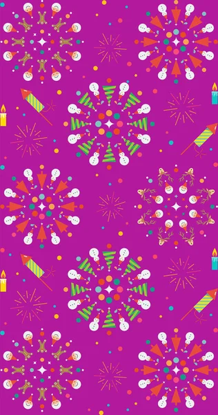 Christmas Fireworks Seamless Pattern Decoration Elements Vector Illustration — Stock Vector