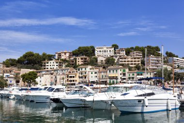 Boats in the port of Soller clipart