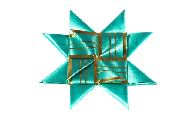 Green origami star — Stock Photo, Image