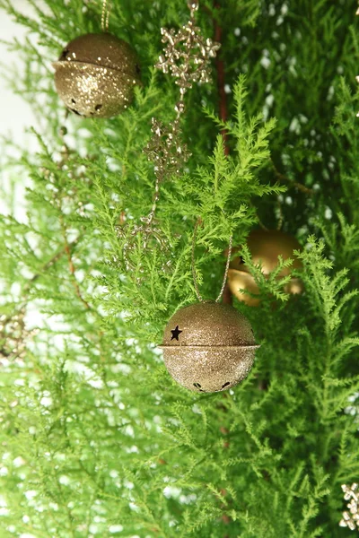 Jingle bells on the christmas tree — Stock Photo, Image