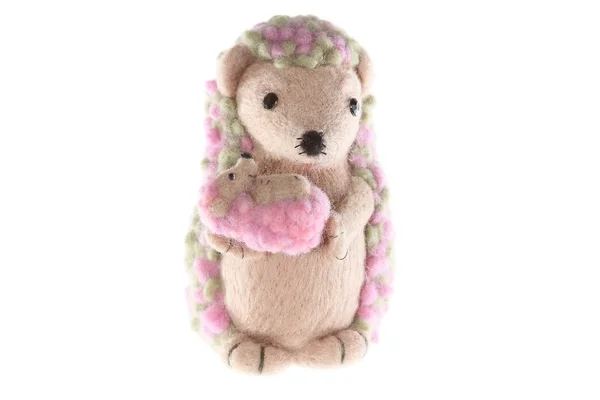 Handmade hedgehog toy mother — Stock Photo, Image