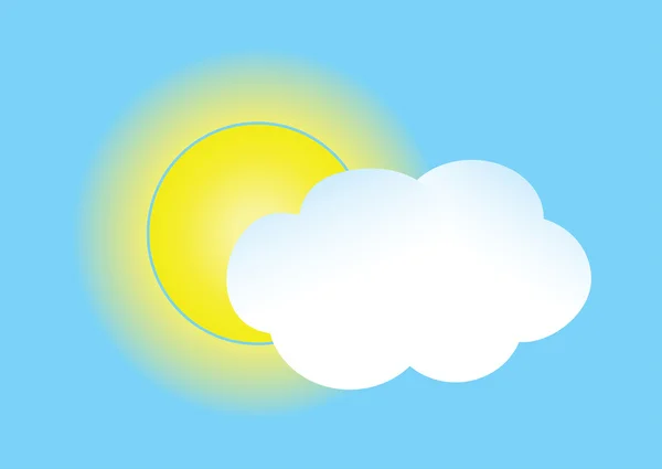 Grote zon en cloud — Stockvector