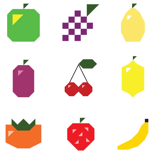 Simple shape fruits and berries — Stock Vector