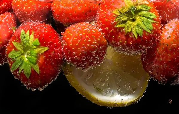 Strawberry citronvatten — Stockfoto