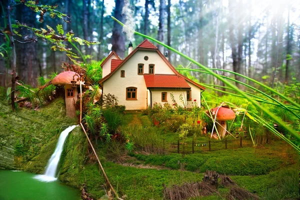 Mushroom cottage in forest — Stock fotografie