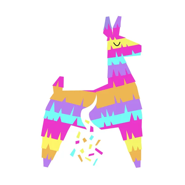 Lama Piñata Mexicana Para Fiesta Decoración Colorida Hecha Papel Ilustración — Vector de stock