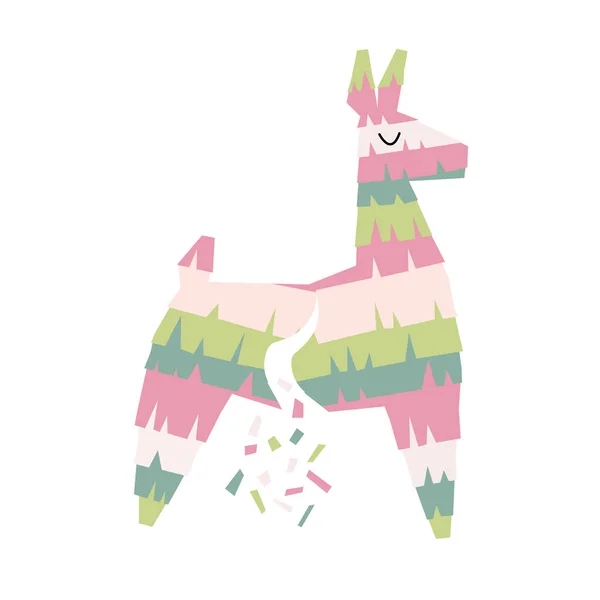 Lama Piñata Mexicana Rota Para Fiesta Decoración Colorida Hecha Papel — Vector de stock