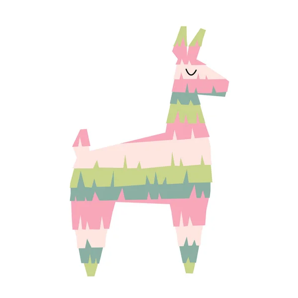 Lama Piñata Mexicana Para Fiesta Decoración Colorida Hecha Papel Ilustración — Vector de stock