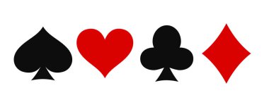  Set of card suits icon isolated on white background