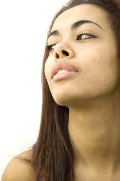 Atractiva mujer negra aislada en blanco — Foto de Stock