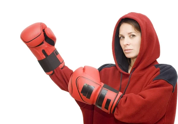 Красива жінка з боксерськими рукавичками — стокове фото