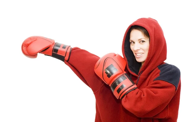Красива жінка з боксерськими рукавичками — стокове фото