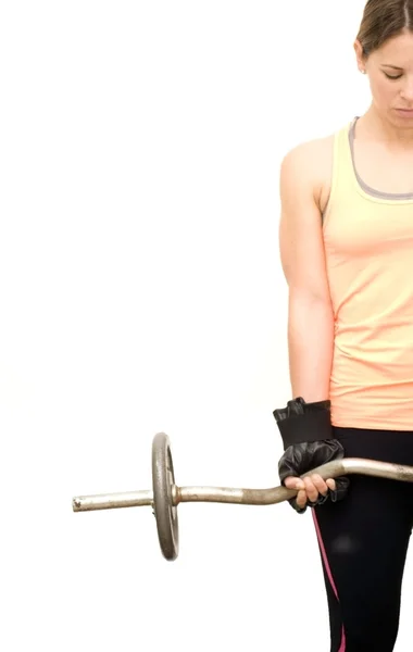 Beautiful woman lifting weights — Stock Photo, Image