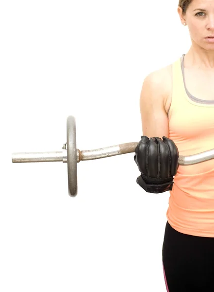 Beautiful woman lifting weights — Stock Photo, Image