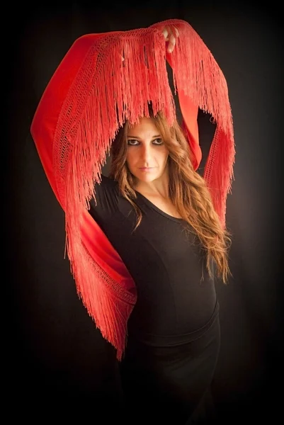 Mujer con traje típico de flamenco — Foto de Stock