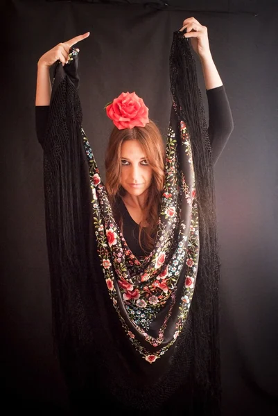 Woman with typical dress of flamenco — Stock Photo, Image