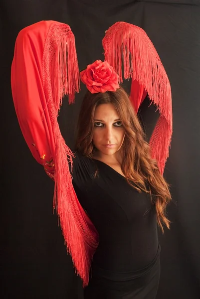 Femme avec robe typique de flamenco — Photo