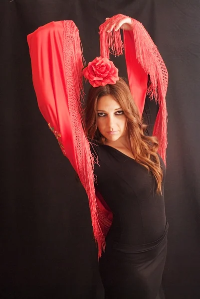 Woman with typical dress of flamenco — Stock Photo, Image