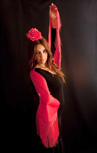 Mujer con traje típico de flamenco — Foto de Stock