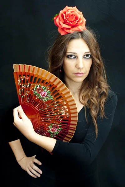 Woman with typical dress of flamenco — Stock Photo, Image