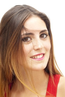 Genç ve mutlu bir kadının portresi