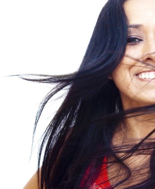 Genç ve mutlu bir kadının portresi