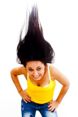 Genç ve mutlu bir kadının portresi