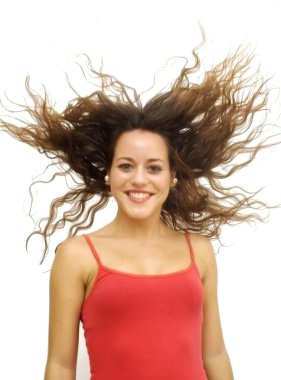 Genç ve mutlu bir kadının portresi