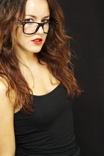 Attraktiv kvinna med glasögon — Stockfoto